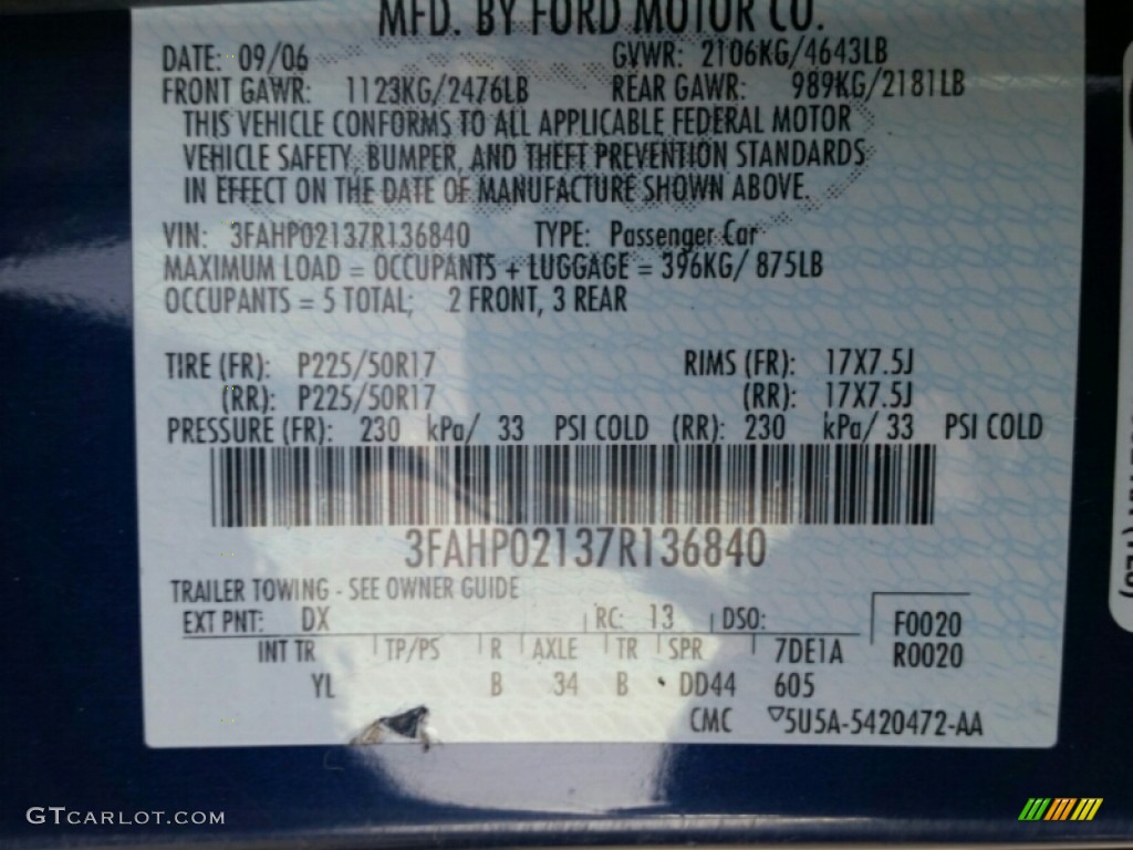 2007 Fusion SEL V6 AWD - Dark Blue Pearl Metallic / Light Stone photo #29