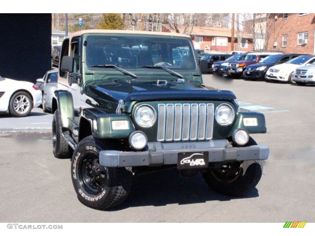 1998 Wrangler Sahara 4x4 - Moss Green Pearl / Green/Khaki photo #1