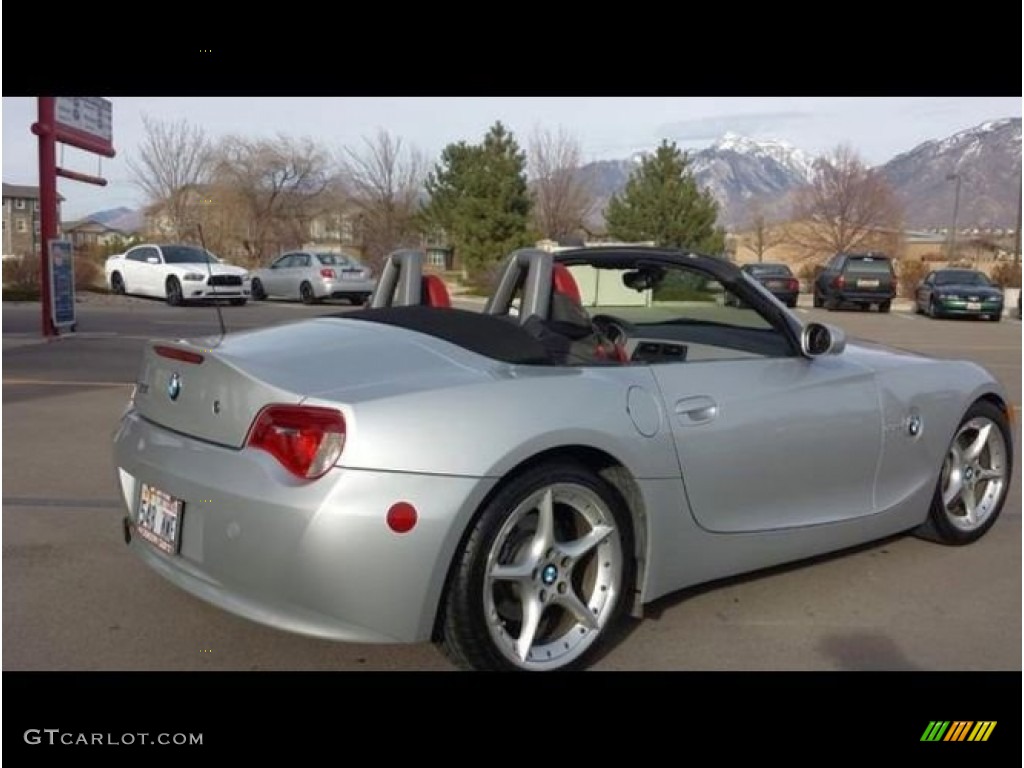 2006 Z4 3.0si Roadster - Titanium Silver Metallic / Dream Red photo #12