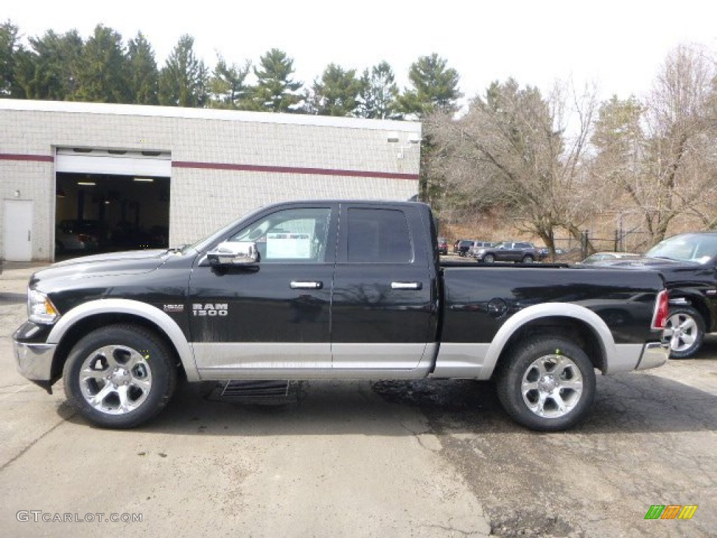 2015 1500 Laramie Quad Cab 4x4 - Brilliant Black Crystal Pearl / Black photo #2