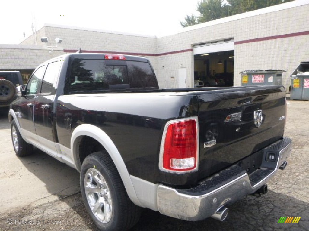 2015 1500 Laramie Quad Cab 4x4 - Brilliant Black Crystal Pearl / Black photo #4