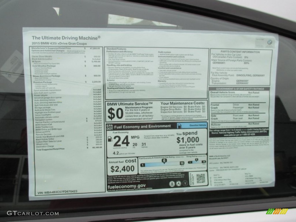 2015 BMW 4 Series 435i xDrive Gran Coupe Window Sticker Photo #102272144