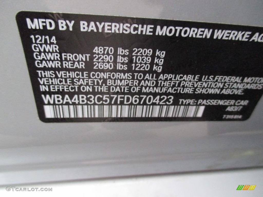 2015 BMW 4 Series 435i xDrive Gran Coupe Color Code Photos