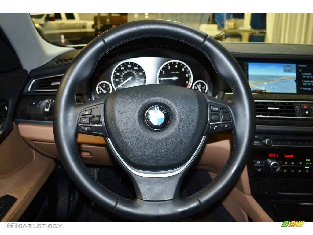 2012 BMW 7 Series 740Li Sedan Saddle/Black Steering Wheel Photo #102274160