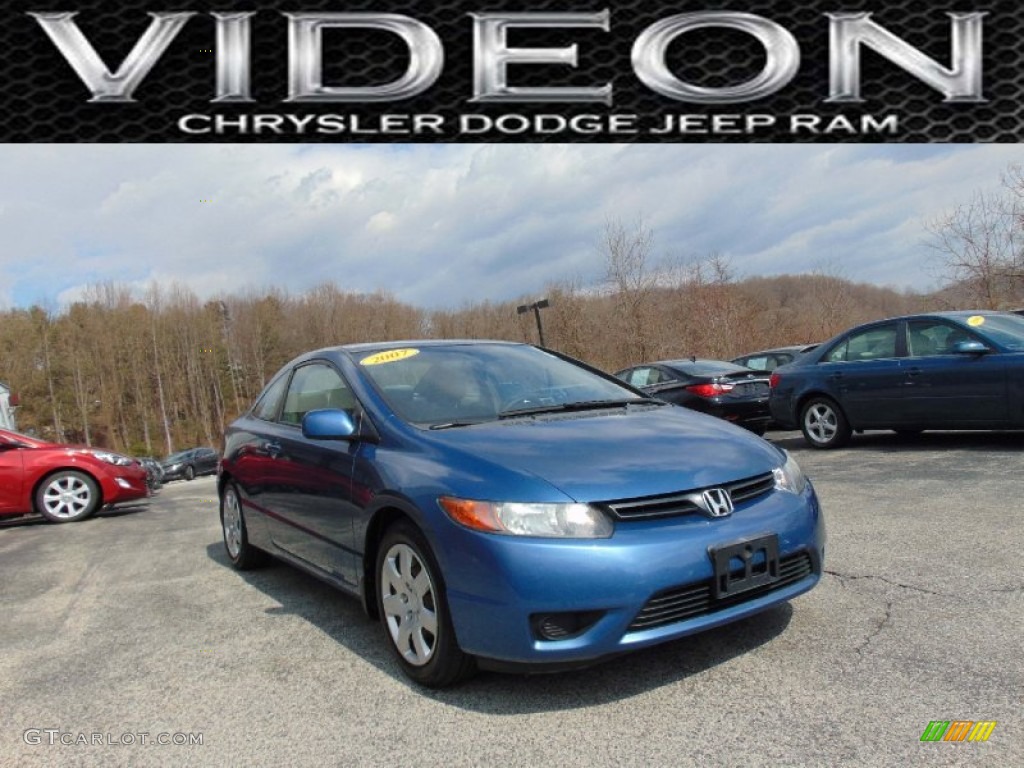 2007 Civic LX Coupe - Atomic Blue Metallic / Gray photo #1