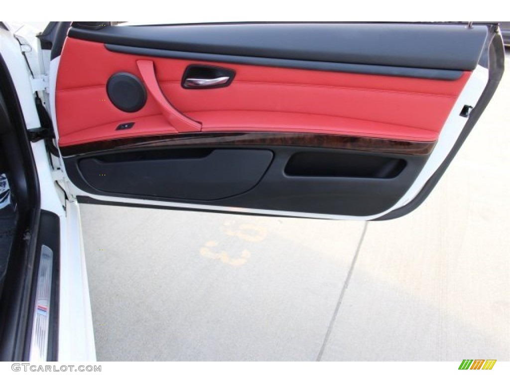 2012 BMW 3 Series 335i Convertible Coral Red/Black Door Panel Photo #102280982