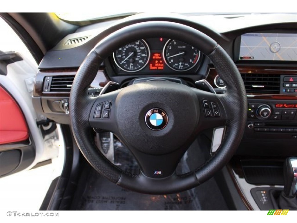 2012 BMW 3 Series 335i Convertible Coral Red/Black Steering Wheel Photo #102281144