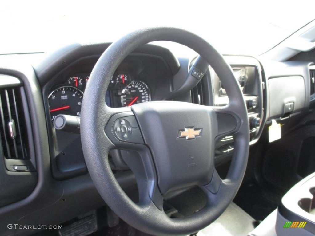 2015 Chevrolet Silverado 1500 WT Crew Cab 4x4 Black Out Edition Dark Ash/Jet Black Steering Wheel Photo #102282038