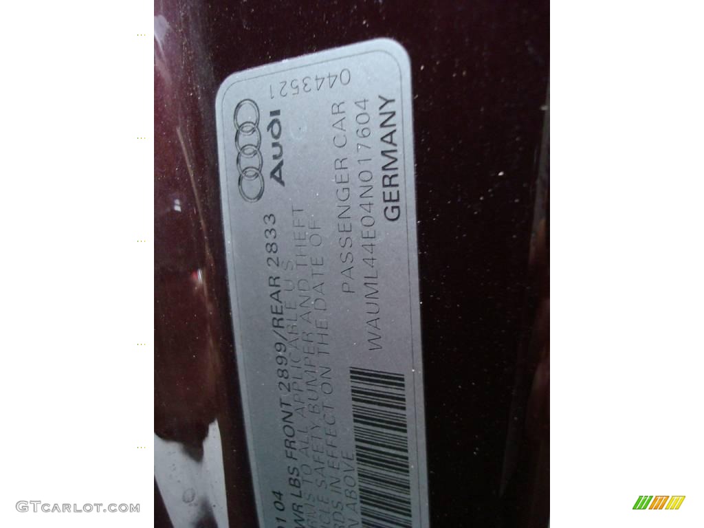 2004 A8 L 4.2 quattro - Burgundy Red Pearl Effect / Beige photo #14