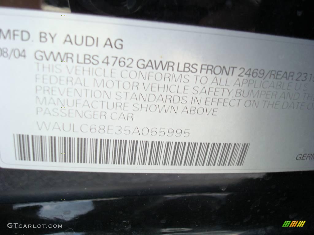2005 A4 1.8T quattro Sedan - Brilliant Black / Ebony photo #14