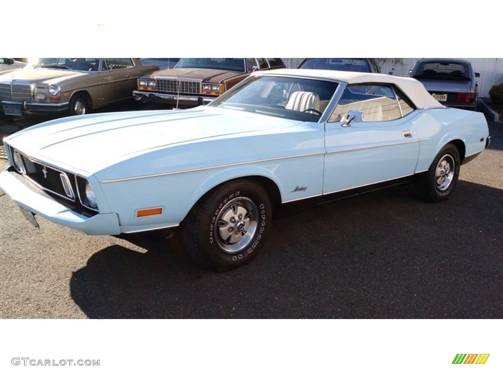1973 Mustang Convertible - Light Blue / White photo #1