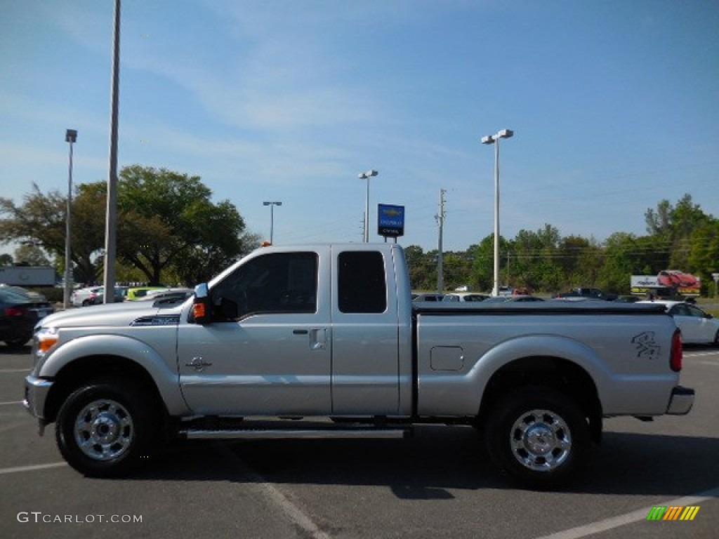 2014 F350 Super Duty Lariat SuperCab 4x4 - Ingot Silver Metallic / Black photo #2