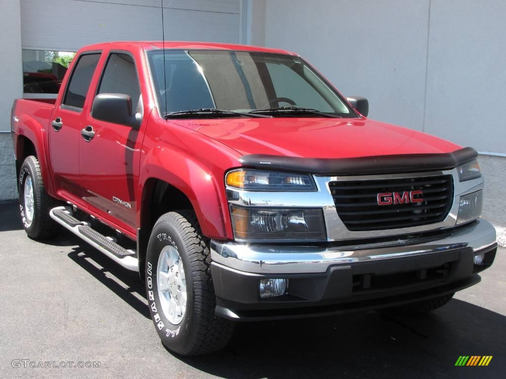 2005 Canyon SLE Crew Cab 4x4 - Cherry Red Metallic / Dark Pewter photo #1