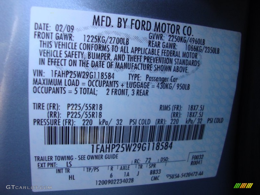 2009 Taurus Limited - Light Ice Blue Metallic / Camel photo #25