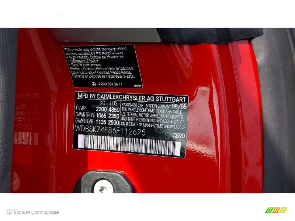 2006 SL Color Code 590 for Mars Red Photo #102356192