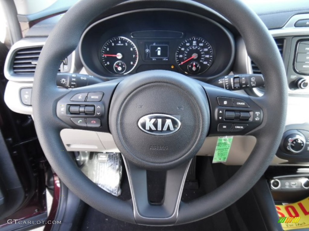 2016 Kia Sorento LX AWD Stone Beige Steering Wheel Photo #102361484