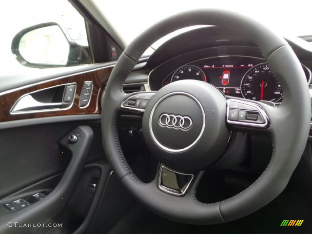 2016 Audi A6 3.0 TFSI Premium Plus quattro Black Steering Wheel Photo #102376439