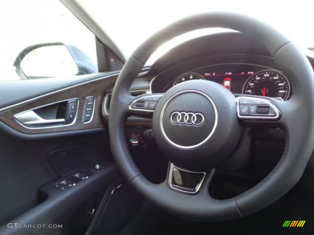 2016 Audi A7 3.0 TFSI Premium Plus quattro Black Steering Wheel Photo #102376727