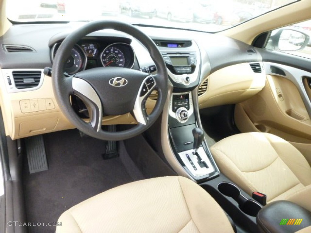 2012 Elantra GLS - Shimmering White / Beige photo #16
