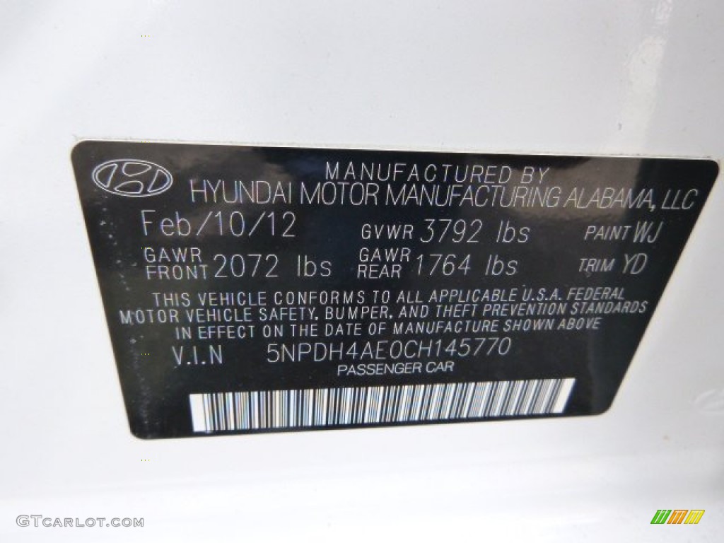2012 Elantra GLS - Shimmering White / Beige photo #24