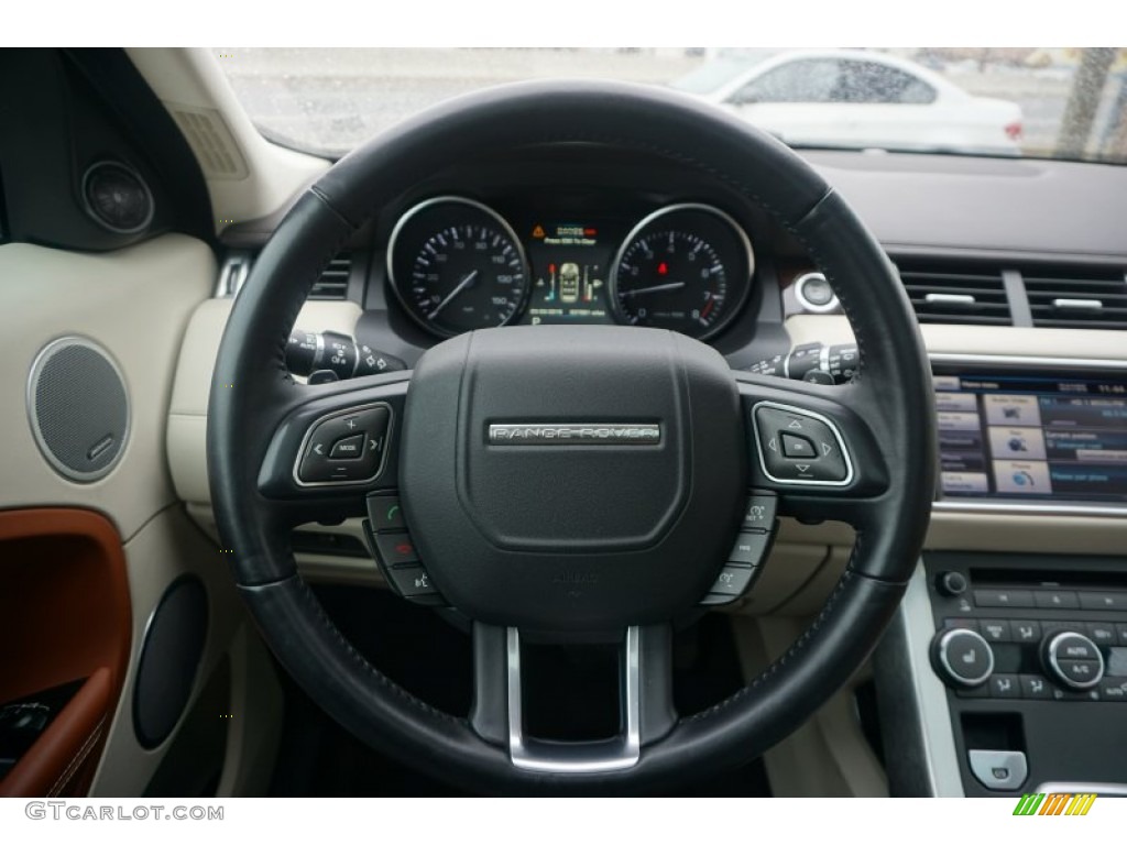 2012 Land Rover Range Rover Evoque Prestige Tan/Ivory/Espresso Steering Wheel Photo #102391199