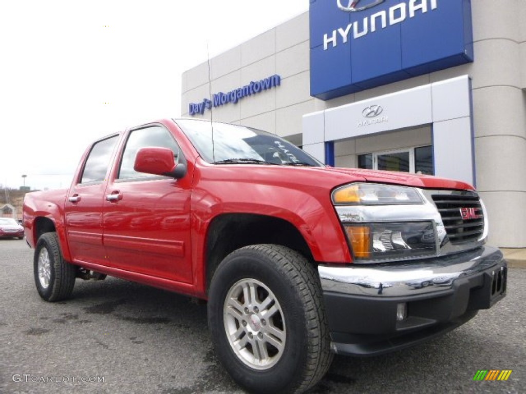 2012 Canyon SLE Crew Cab 4x4 - Fire Red / Light Tan photo #2
