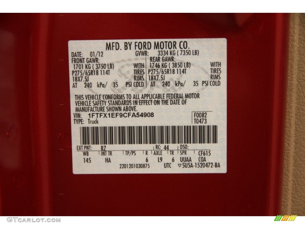 2012 F150 Lariat SuperCab 4x4 - Red Candy Metallic / Pale Adobe photo #17