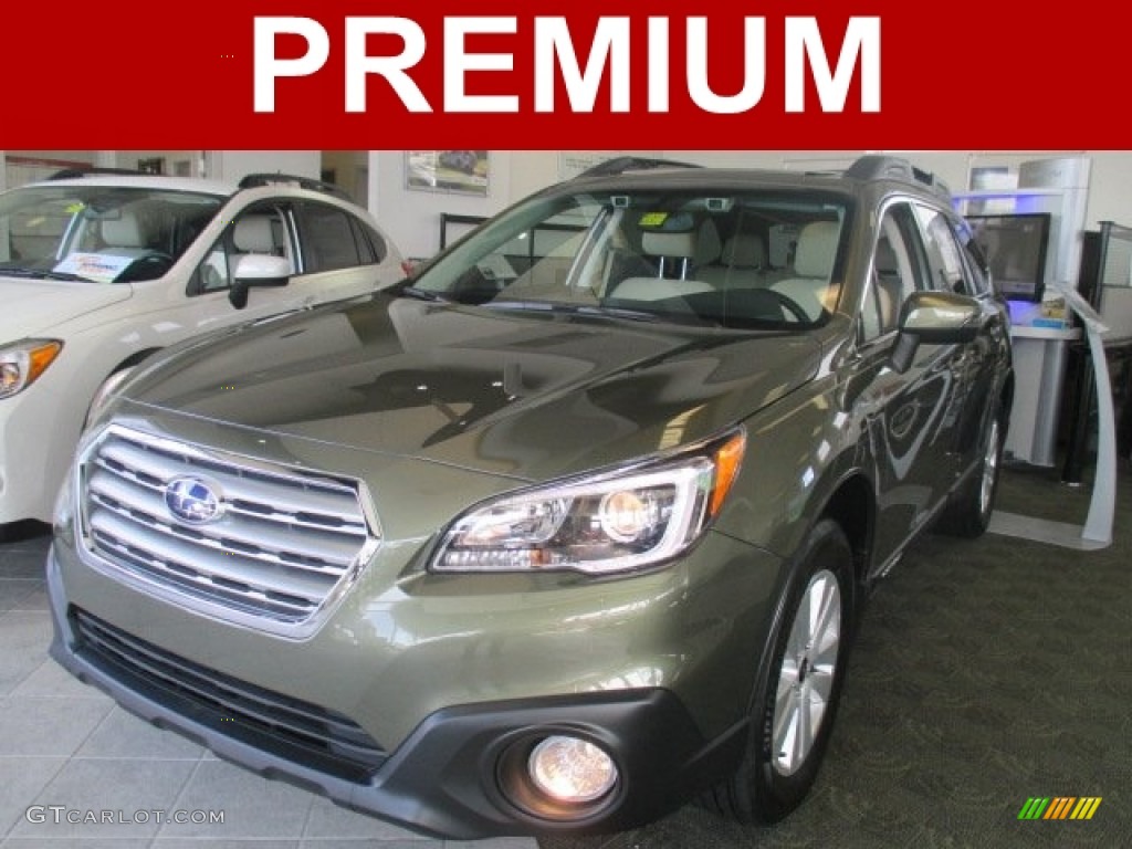 2015 Outback 2.5i Premium - Wilderness Green Metallic / Warm Ivory photo #1