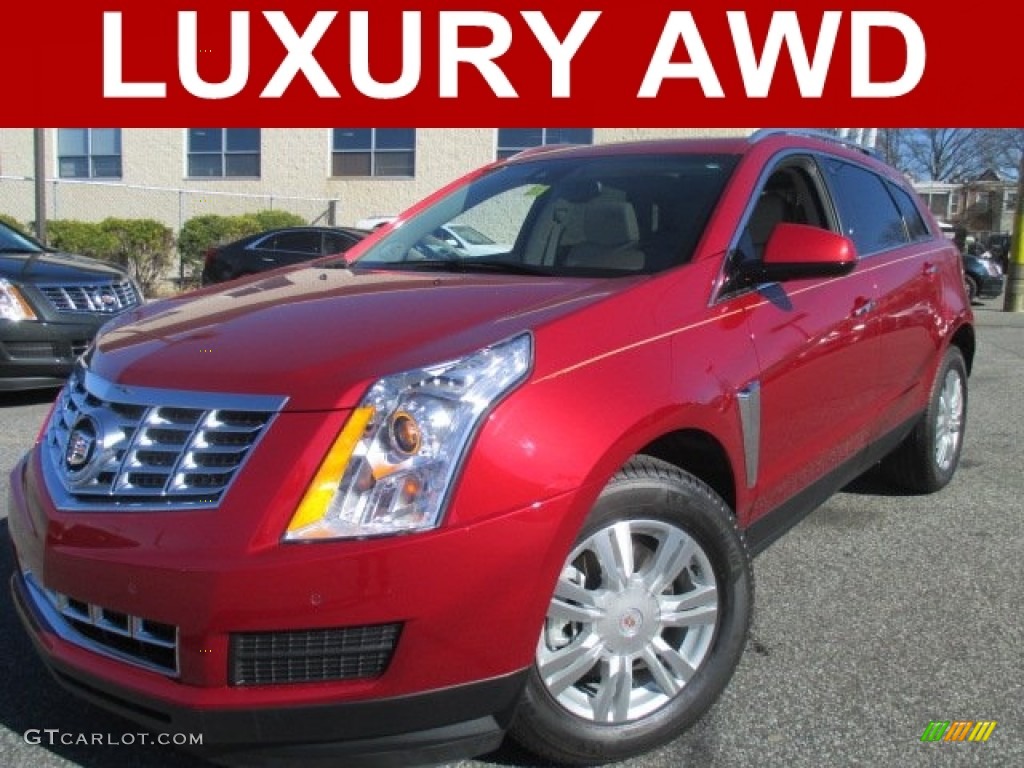 2015 SRX Luxury AWD - Crystal Red Tintcoat / Shale/Brownstone photo #1