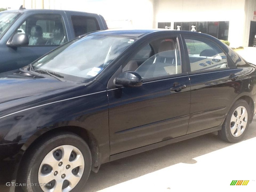 Ebony Black 2009 Kia Spectra EX Sedan Exterior Photo #102429337