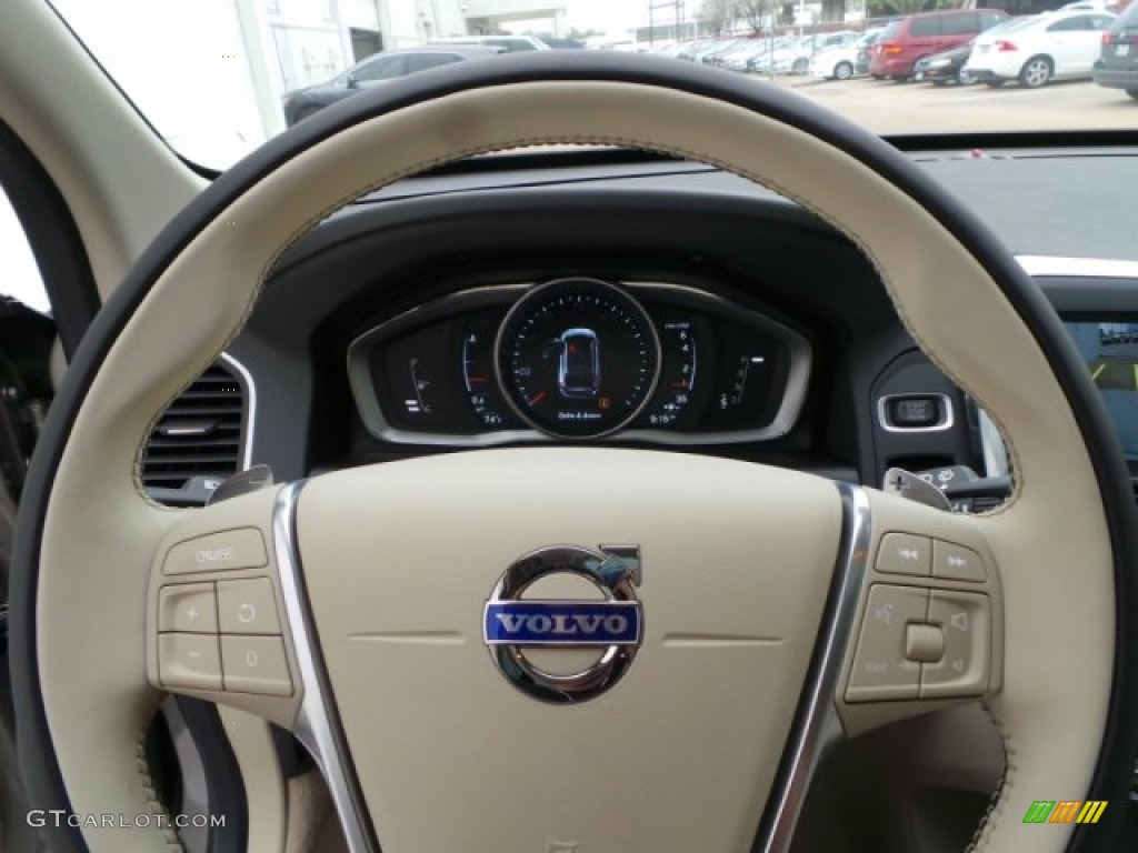 2015 Volvo XC60 T6 AWD Soft Beige Steering Wheel Photo #102430838