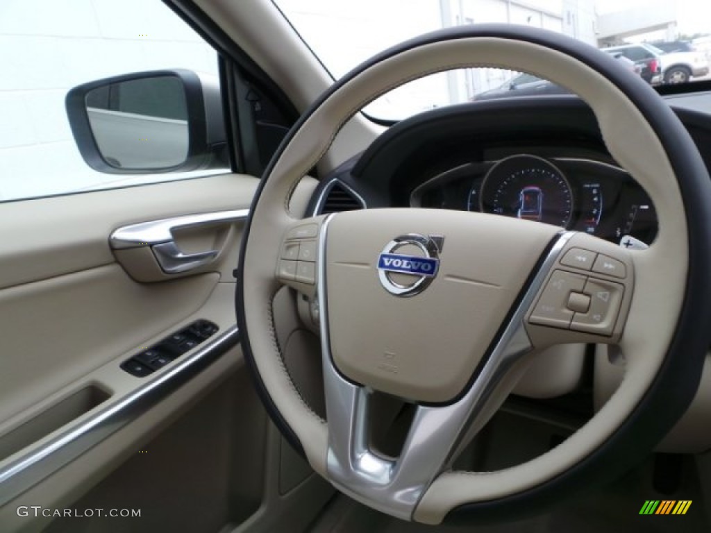 2015 Volvo XC60 T6 AWD Soft Beige Steering Wheel Photo #102430919