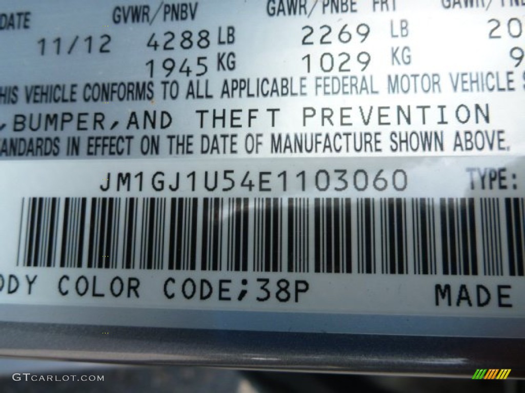 2014 MAZDA6 Color Code 38P for Liquid Siver Metallic Photo #102430997