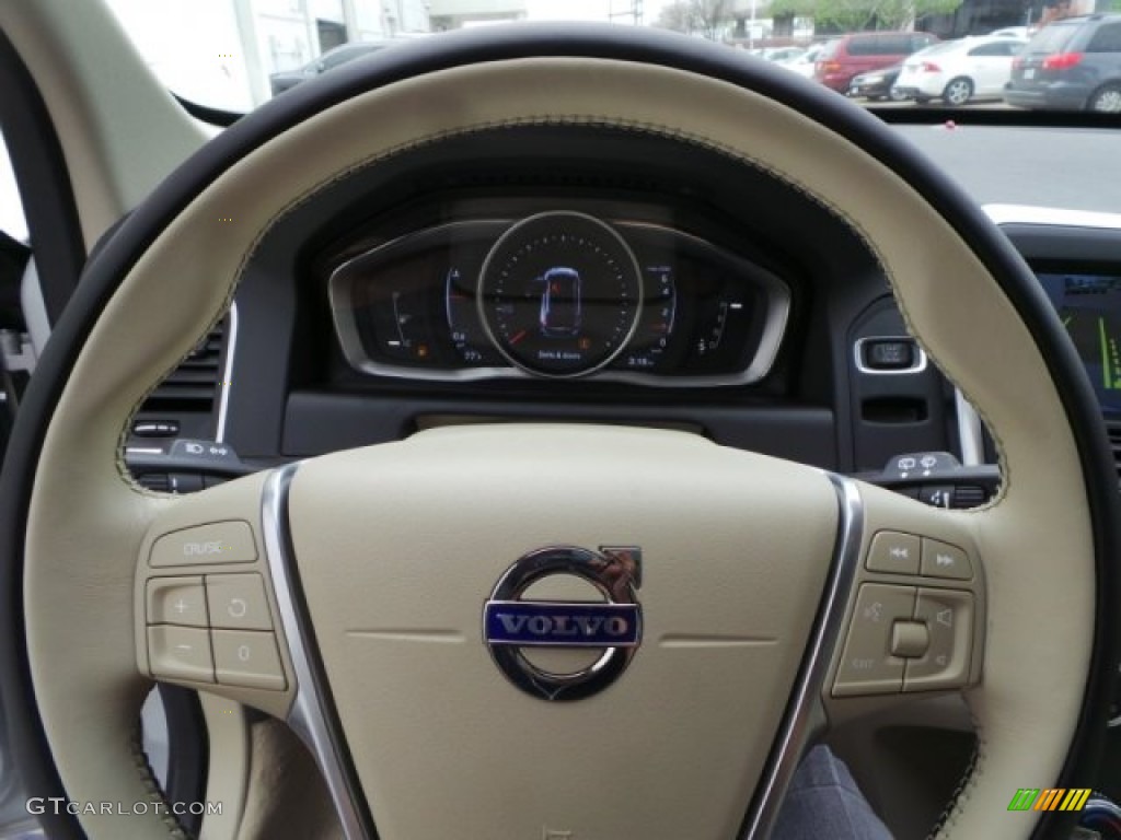 2015 Volvo XC60 T5 Drive-E Soft Beige Steering Wheel Photo #102431573