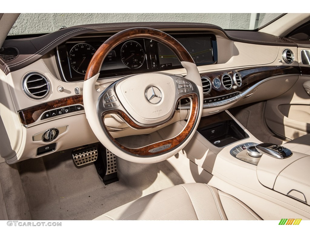 Silk Beige/Espresso Brown Interior 2015 Mercedes-Benz S 550 Sedan Photo #102436718