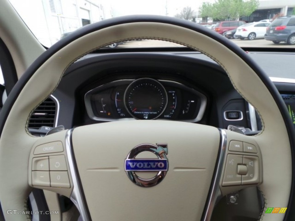 2015 Volvo XC60 T6 AWD Soft Beige Steering Wheel Photo #102438233