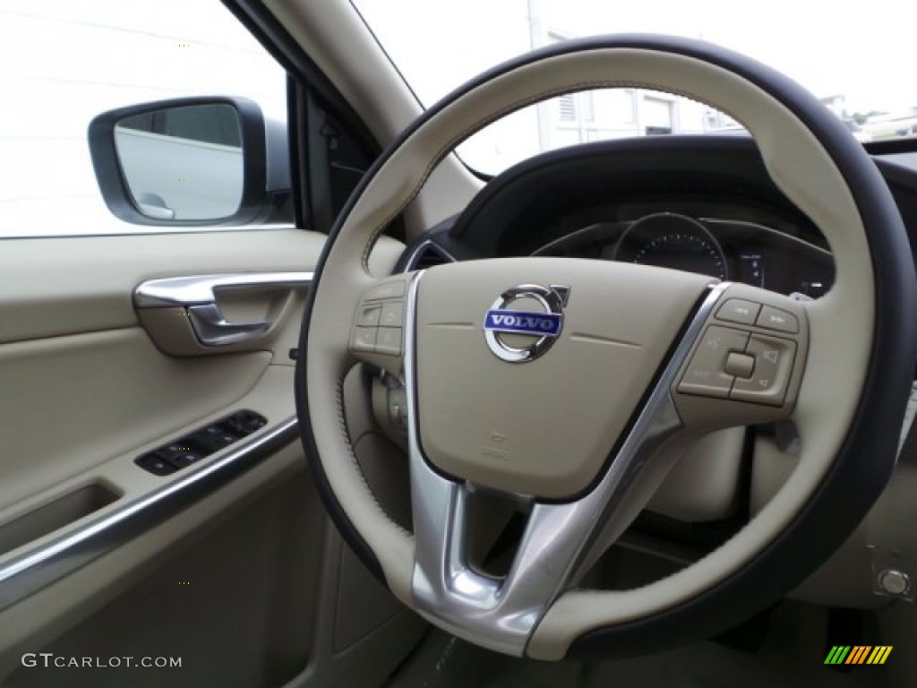 2015 Volvo XC60 T6 AWD Soft Beige Steering Wheel Photo #102438269