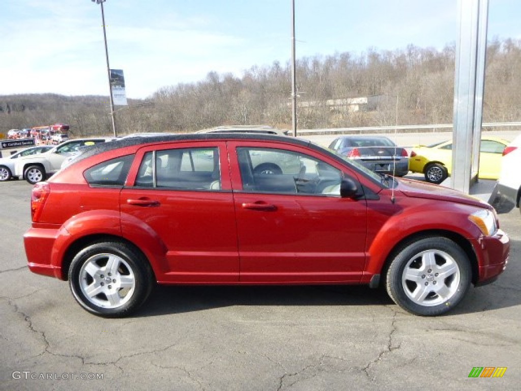 2009 Caliber SXT - Inferno Red Crystal Pearl / Pastel Pebble Beige photo #6
