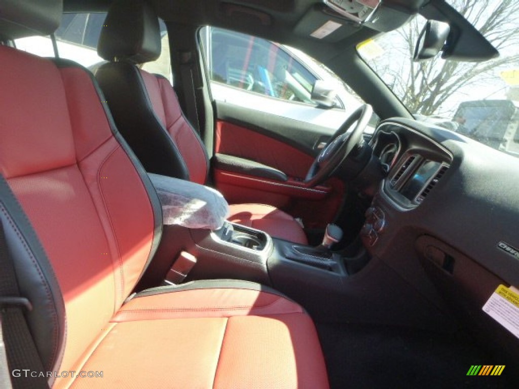 Black/Ruby Red Interior 2015 Dodge Charger SXT AWD Photo #102451853