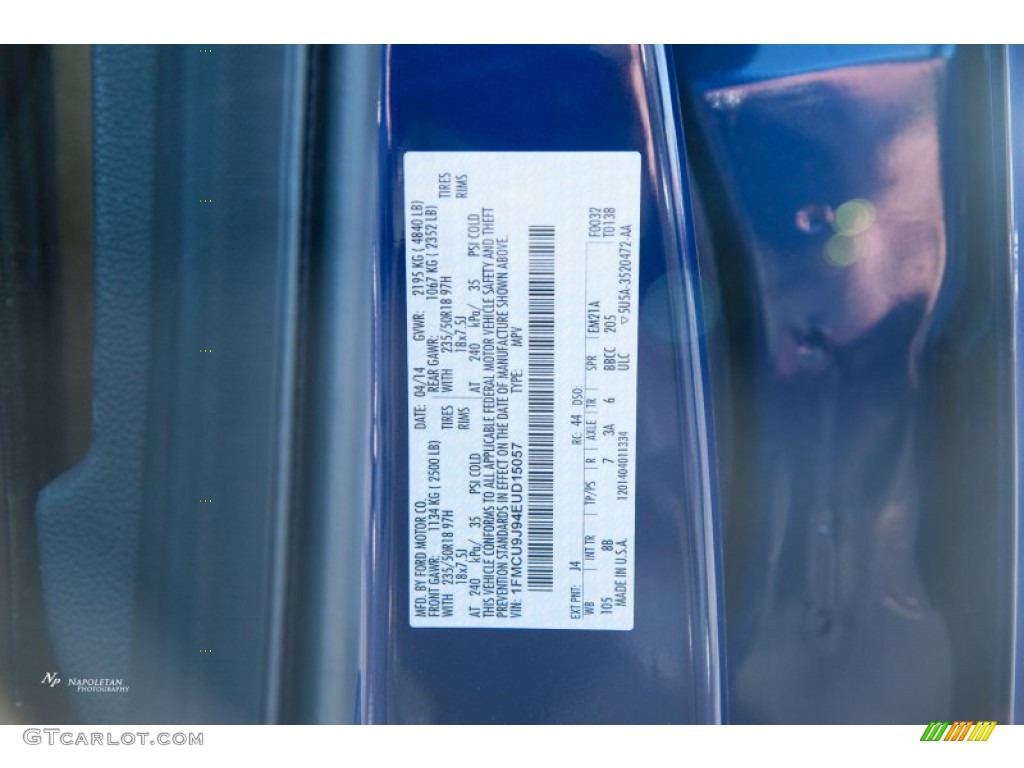 2014 Escape Titanium 2.0L EcoBoost 4WD - Deep Impact Blue / Charcoal Black photo #14