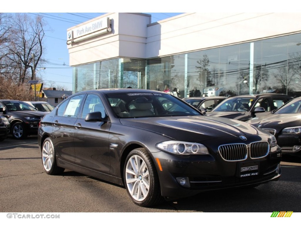 2012 5 Series 535i xDrive Sedan - Dark Graphite Metallic II / Oyster/Black photo #1