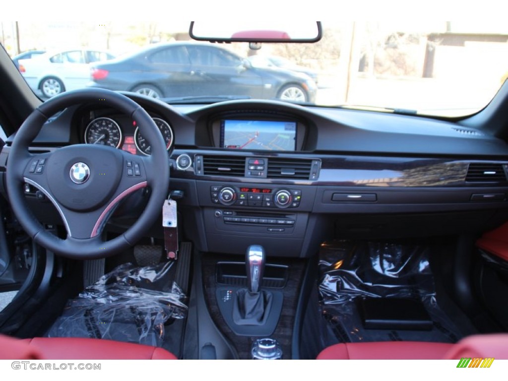 2012 BMW 3 Series 328i Convertible Coral Red/Black Dashboard Photo #102474129