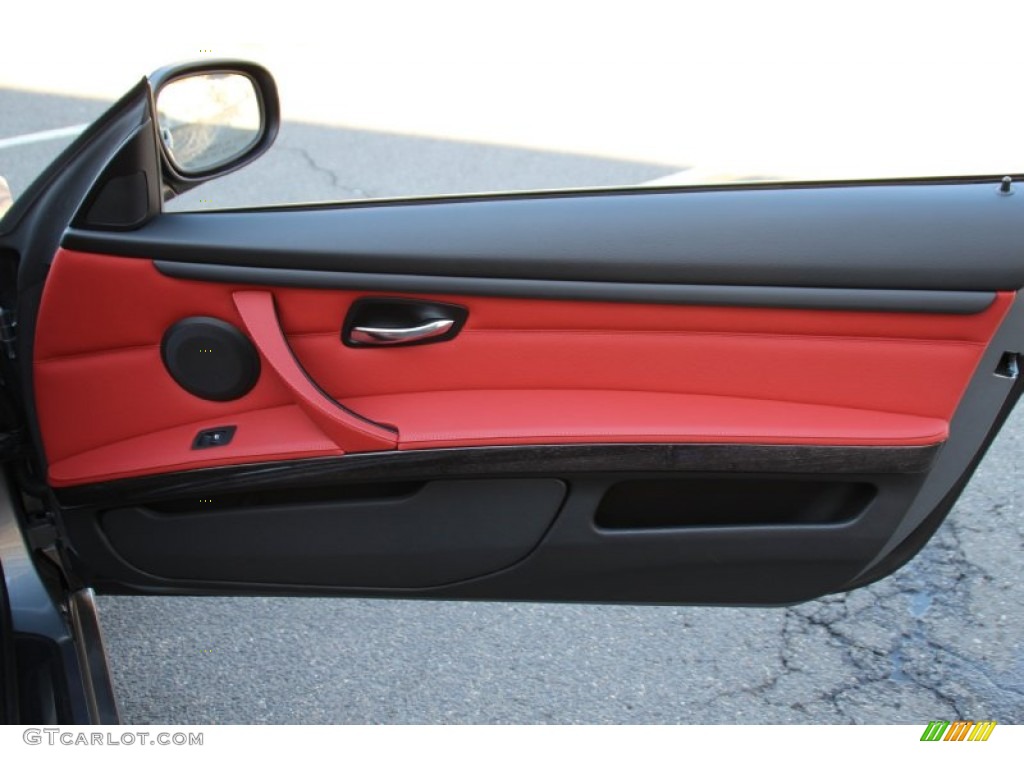 2012 BMW 3 Series 328i Convertible Coral Red/Black Door Panel Photo #102474348