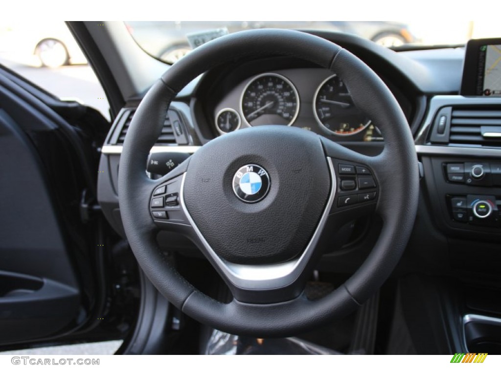2015 BMW 3 Series 328i xDrive Sedan Black Steering Wheel Photo #102477384