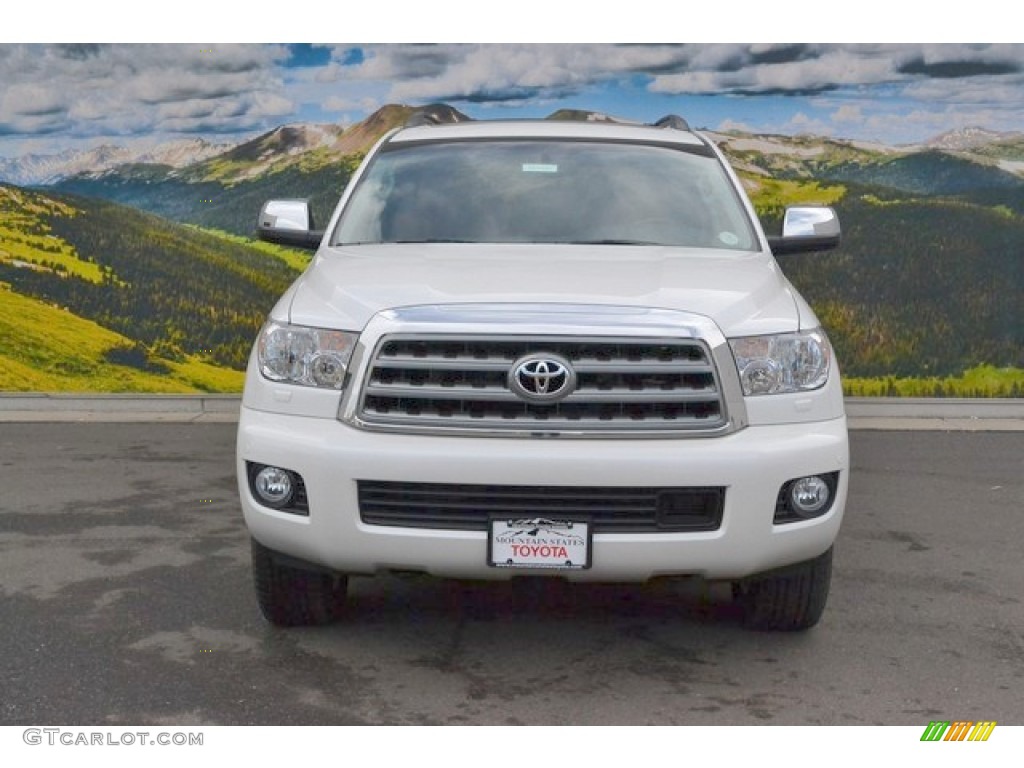 2015 Sequoia Platinum 4x4 - Blizzard Pearl / Red Rock photo #2