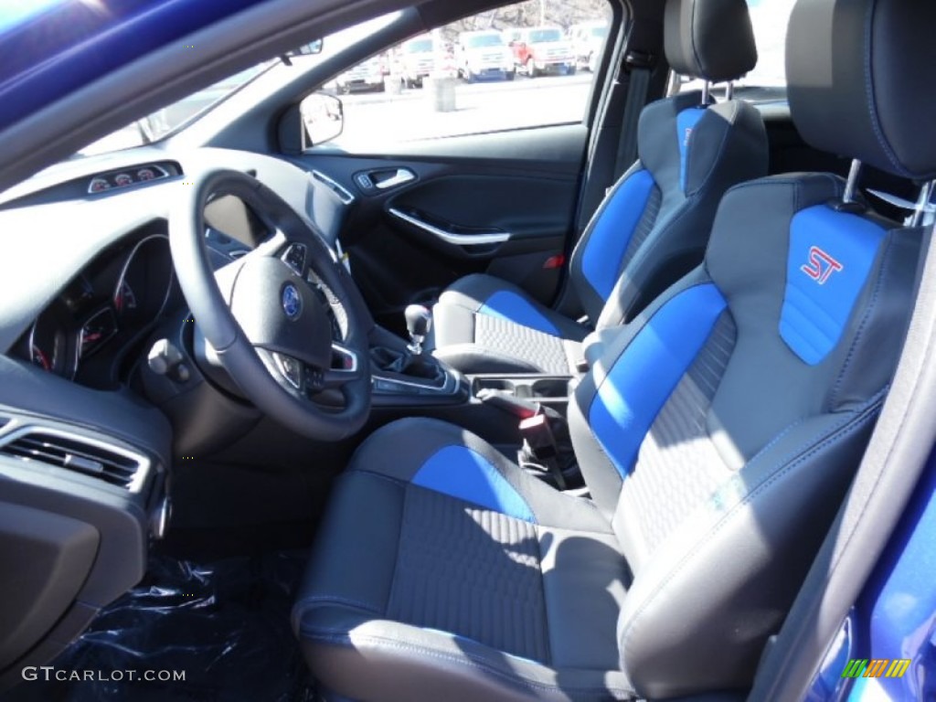 ST Performance Blue/Charcoal Black Recaro Sport Seats Interior 2015 Ford Focus ST Hatchback Photo #102479487