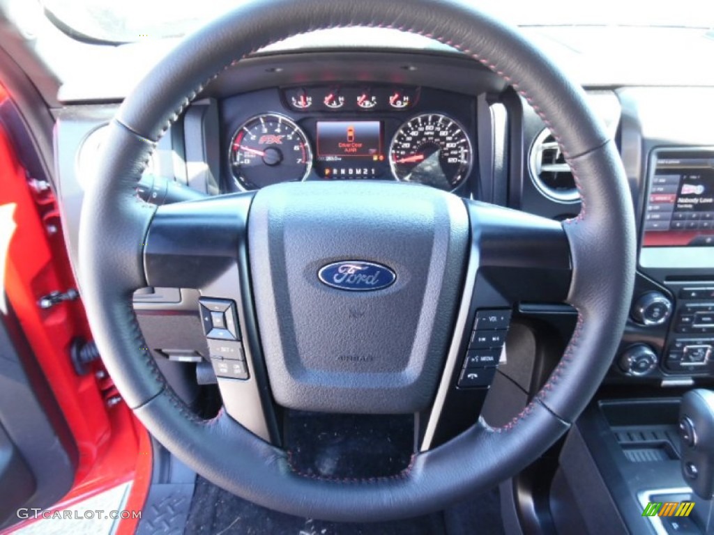 2014 Ford F150 FX4 Tremor Regular Cab 4x4 FX Appearance Black Leather/Alcantara Steering Wheel Photo #102480585
