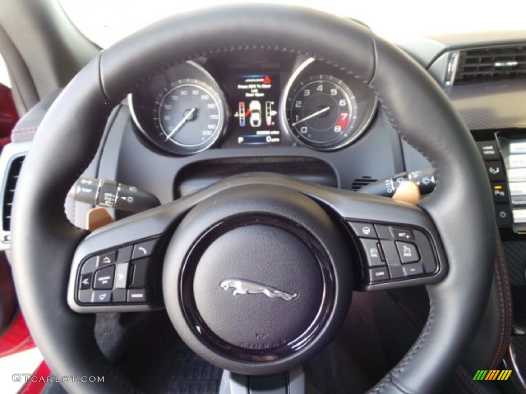 2015 Jaguar F-TYPE R Coupe Jet Steering Wheel Photo #102490515