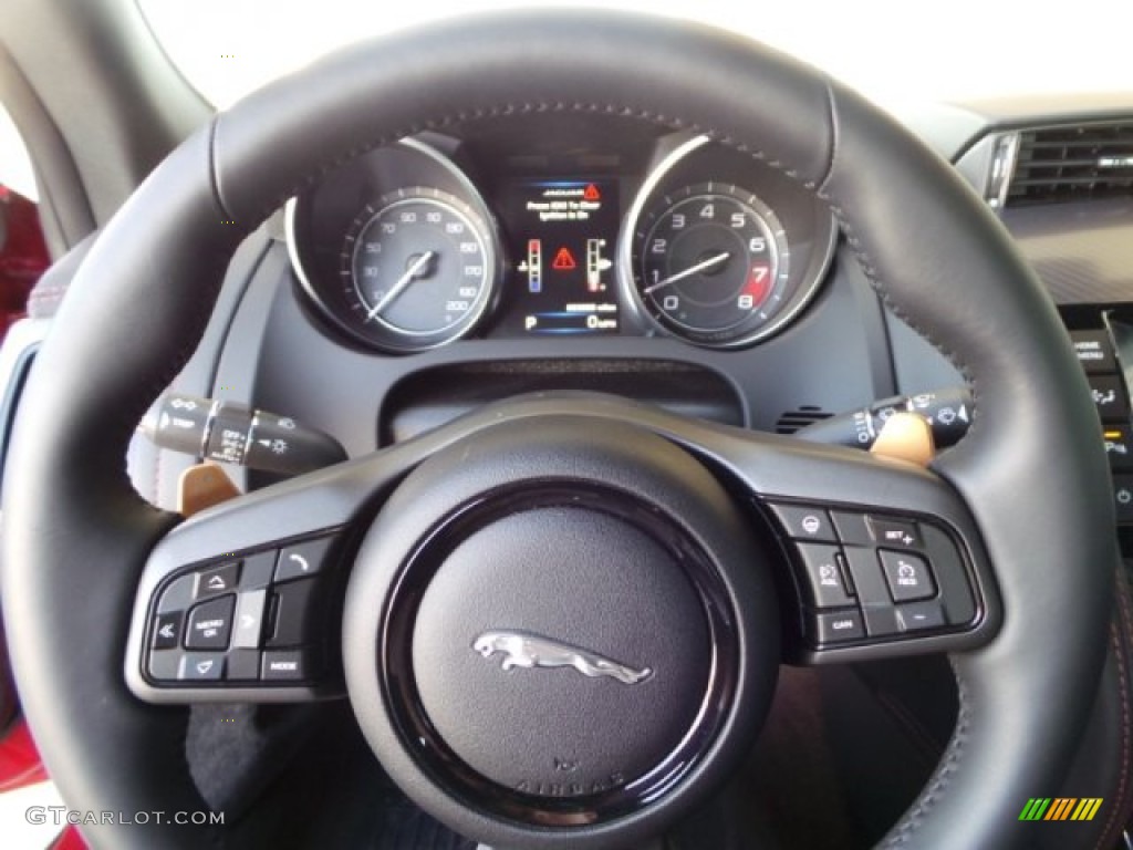 2015 Jaguar F-TYPE R Coupe Jet Steering Wheel Photo #102490582