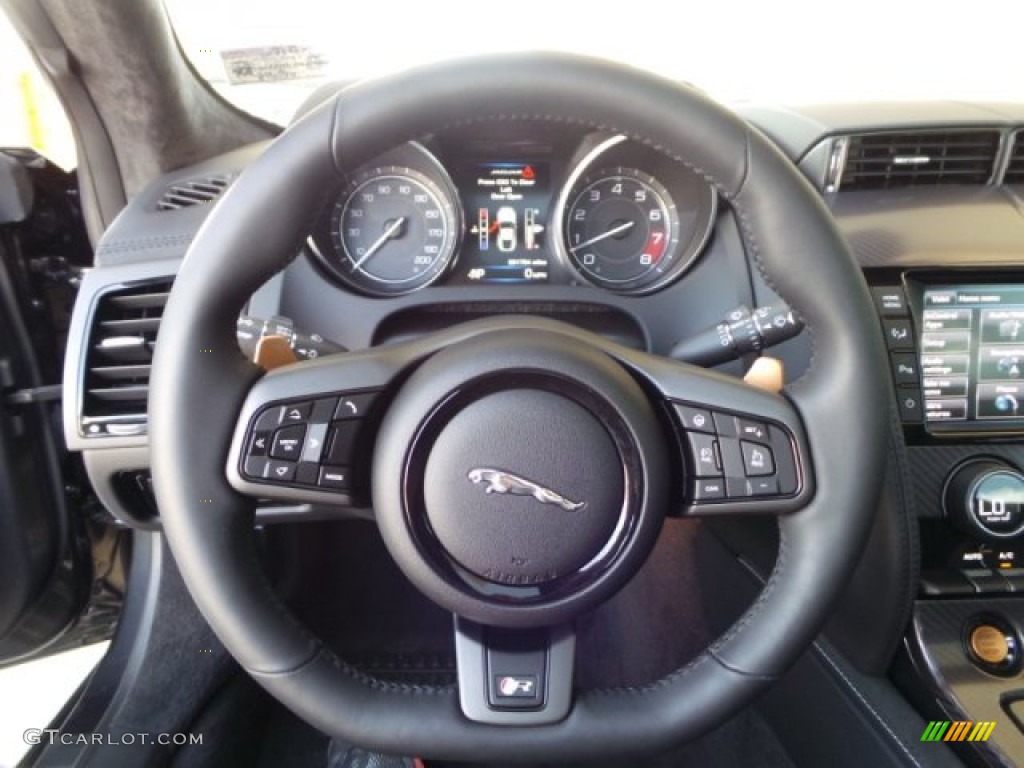 2015 Jaguar F-TYPE R Coupe Jet Steering Wheel Photo #102491292